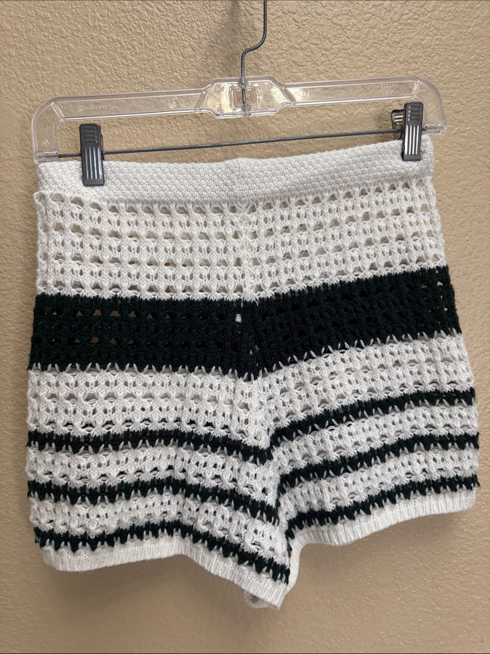 Dark forest green and white Crochet Shorts no brand